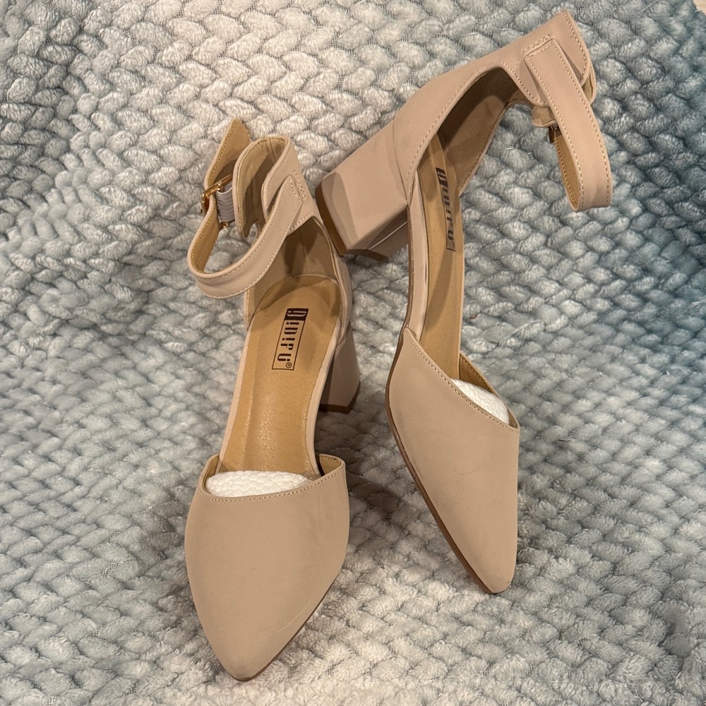 Dune London Nude Block Heel Sandals